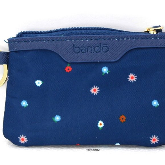ban.do Card ID Floral Holder Case + Key Fob Chain Navy Blue   NEW - Picture 1 of 5